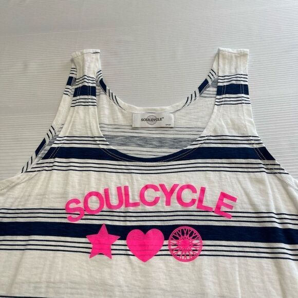 Soul Cycle Blue White Stripe Racerback Muscle Tank Top Size Small New - Picture 2 of 6